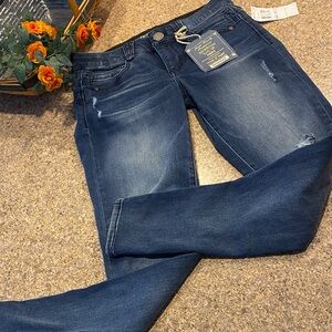 NWT Democracy Ab Solution Blue Jeans 6 Booty Lift Jegging Distressed Slimming